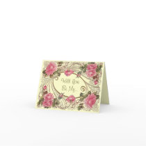 Classic roses Flower Girl Request Cards Invitation