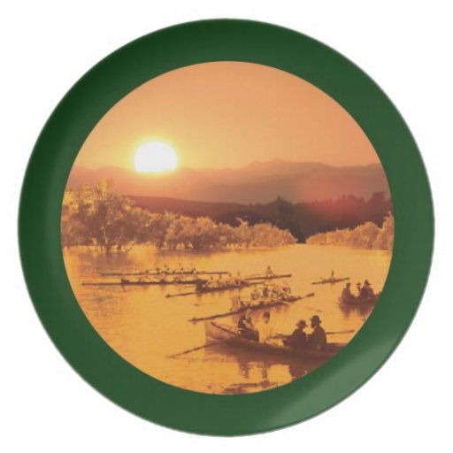 Classic Rowing on a River Party Plates