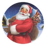 "Classic Santa" Close Up Round Stickers