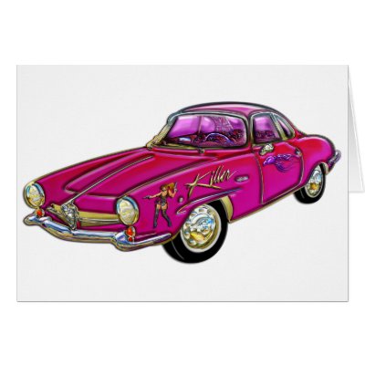 Classic Small Pink Sports Car Card by blakerobson