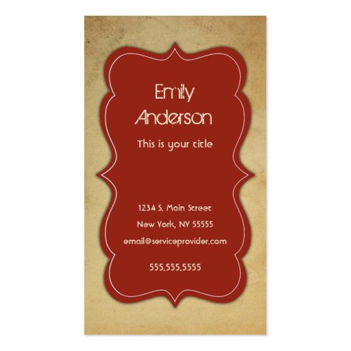Classic Sophisticated Vintage Red Business Card (front side)