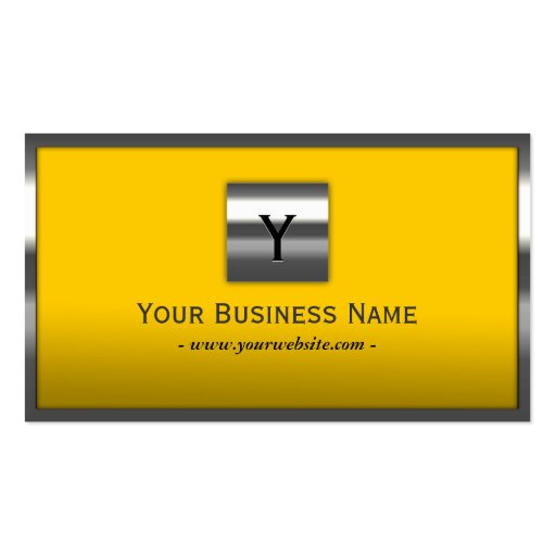 Classic Steel Border Monogram Gold Business Card (front side)