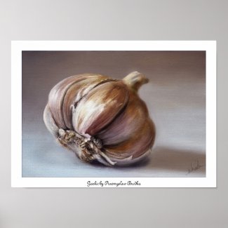 Classic still life garlic poster