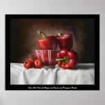 Classic still life with peppers amd tomatoes print