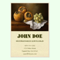 Classic Still Life with Persimmons and Grape paint business cards