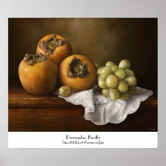 Classic Still Life with Persimmons and Grape paint Print