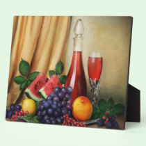 Classic still life with wine and fruits painting plaques