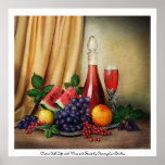 Classic still life with wine and fruits poster