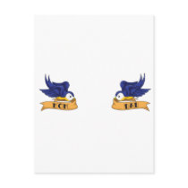 Classic Swallows With "Mom" and "Dad" Banners postcards