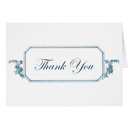 Classic Thank You Card in Blue & White Script