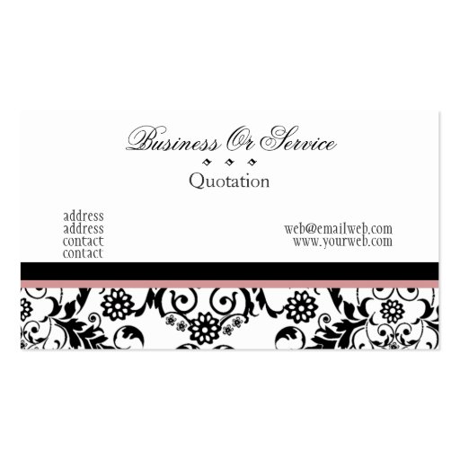 Classic Touch of Pink Damask Business Card (back side)