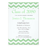 Classic, trendy, elegant green chevron graduation personalized invites
