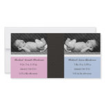 Classic Twin Girl Boy Double New Baby Photo Cards