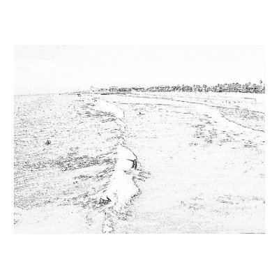 Classic Venice Surfing Coloring Book Page Print by Surfwearzcom