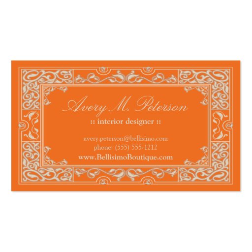 Classic Vignette Business Card Design (orange) (back side)