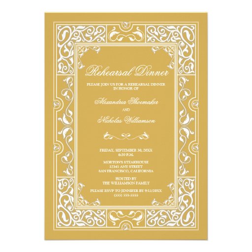 Classic Vignette Rehearsal Dinner Invite (gold)