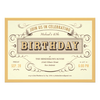 Classic Vintage Birthday Invitations