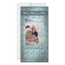 Classic vintage blue christmas card photo cards by theonedesigns Classic vintage blue christmas card photo cards