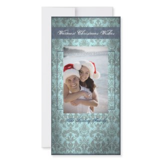 Classic vintage blue christmas card photocard
