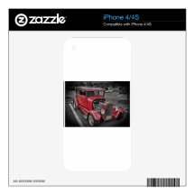 Classic Vintage Custom Classic Red Hot Rod HDR Decals For iPhone 4S