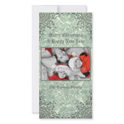 Classic vintage green christmas card photocard
