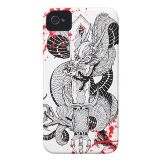 Classic vintage japanese Blood Dragon Tattoo Case-Mate iPhone 4 Cases