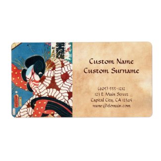Classic vintage japanese kabuki samurai Utagawa Custom Shipping Labels