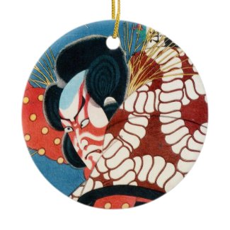 Classic vintage japanese kabuki samurai Utagawa Christmas Ornaments