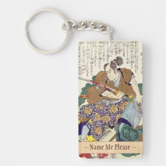 Classic Vintage Japanese Samurai Warrior General Rectangle Acrylic Key Chain