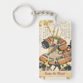 Classic Vintage Japanese Samurai Warrior General Rectangular Acrylic Keychain