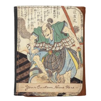 Classic Vintage Japanese Samurai Warrior General Leather Trifold Wallet