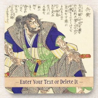 Classic Vintage Japanese Samurai Warrior Ronin Beverage Coaster