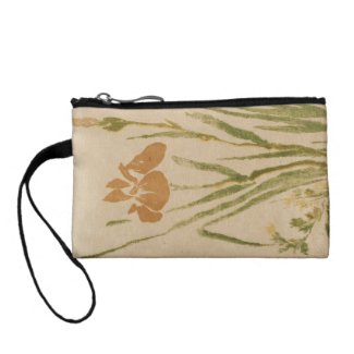 Classic vintage japanese sumi-e flower floral art change purse
