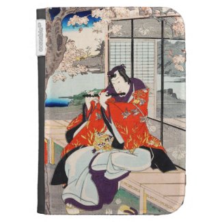 Classic vintage japanese ukiyo-e flute player art kindle 3 cover
