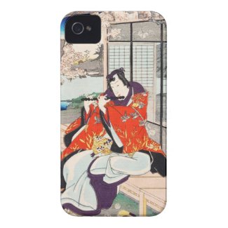 Classic vintage japanese ukiyo-e flute player art iPhone 4 covers