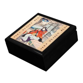 Classic vintage japanese ukiyo-e flute player art keepsake boxes