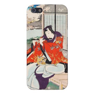 Classic vintage japanese ukiyo-e flute player art iPhone 5 cover