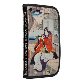 Classic vintage japanese ukiyo-e flute player art planners