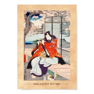 Classic vintage japanese ukiyo-e flute player art print