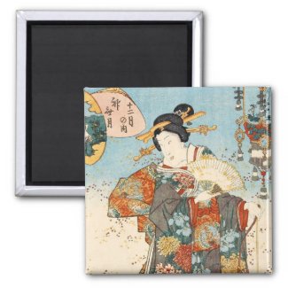 Classic vintage japanese ukiyo-e geisha Utagawa Refrigerator Magnet