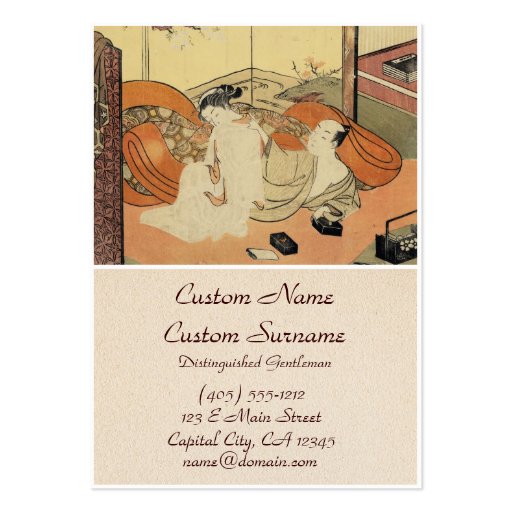 Classic vintage japanese ukiyo-e oiran art business card template (front side)