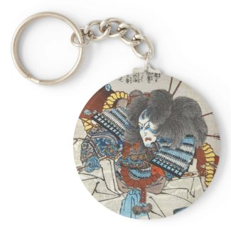 Classic vintage japanese ukiyo-e samurai Utagawa Keychain