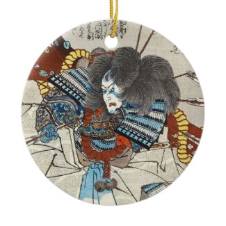 Classic vintage japanese ukiyo-e samurai Utagawa Christmas Ornaments