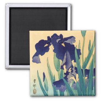 Classic vintage japanese ukiyo-e violet irises art magnet