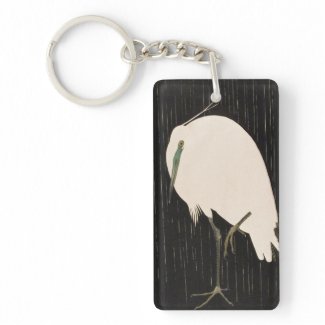 Classic vintage japanese ukiyo-e white crane art acrylic key chains