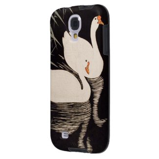 Classic vintage japanese ukiyo-e white swan pond galaxy s4 cases