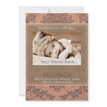 Classic vintage pink baby announcement invitations