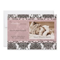 Classic vintage pink black birth announcement invitations by theonedesigns Classic vintage pink black birth announcement invitations