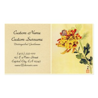 Classic vintage ukiyo-e chrysanthemum butterfly business card template