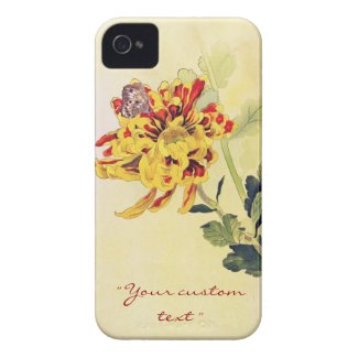 Classic vintage ukiyo-e chrysanthemum butterfly iPhone 4 Case-Mate case
